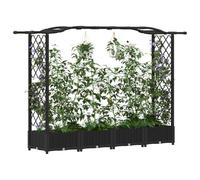 vidaXL Lit Élevé avec Treillis et Toit Noir 207 x 40 x 126 cm PP, Jardinière Moderne, surélevée avec Toit, Mobile, pour Herbes, légumes, idées de Jardinage Urbain