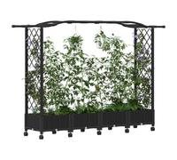 vidaXL Lit Élevé avec Treillis et Toit Noir 207 x 40 x 129 cm PP, Jardinière Moderne, surélevée avec Toit, Mobile, pour Herbes, légumes, idées de Jardinage Urbain