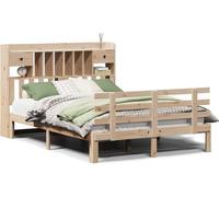 vidaXL Lit en bois massif avec étagère sans matelas 160x200 cm pin