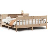 vidaXL Lit en bois massif avec étagère sans matelas 200x200 cm pin