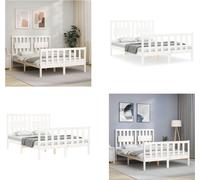 vidaXL Lit en bois massif avec tête de lit blanc 140x190 cm - Cadre de lit - Cadre de lit - Lit - Lit double