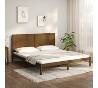 vidaXL Lit en bois massif pin brun miel 200x200 cm - Cadre de lit - Cadre de lit - Lit - Cadre de lit en bois