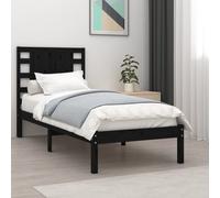 vidaXL Lit en bois massif pin noir 100x200 cm - Cadre de lit - Sommiers - Cadre de lit - Lit de chambre à coucher