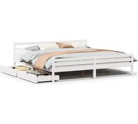 vidaXL Lit en bois massif sans matelas Blanc 180x200 cm pin