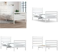vidaXL Lit en pin massif 100x200 cm Blanc - Cadre de lit - Sommiers - Lit - Lits