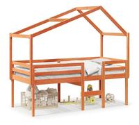 vidaXL Lit haut avec toit cire marron 80x200 cm bois de pin massif
