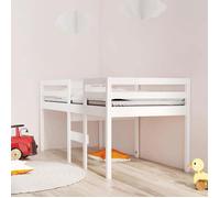 vidaXL Lit Haut Cadre de Lit Simple Sommier à Lattes Lit pour Enfants Meuble de Chambre à Coucher Blanc 90x200 cm Bois de Pin Massif
