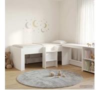 vidaXL Lit Haut pour Enfants avec Bureau Blanc 80 x 200 cm, Cadre de lit Moderne et Compact pour Chambre, Design rectangulaire, Meuble Multi-Fonction avec Bureau