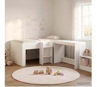 vidaXL Lit haut pour enfants avec bureau 2 pc Blanc Bois d'ingénierie 3423462
