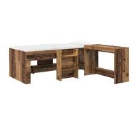 vidaXL Lit Haut pour Enfants avec Bureau 2 pc Bois Ancien, Mobilier de Chambre, Cadre de lit rectangulaire, Design stylé, Bureau intégré, Confort au Top