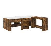 vidaXL Lit Haut pour Enfants avec Bureau 2 pc Chêne fumé, Mobilier de Chambre, Cadre de lit rectangulaire, Design stylé, Bureau intégré, Confort au Top