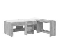vidaXL Lit Haut pour Enfants avec Bureau 2 pc Sonoma Gris, Mobilier de Chambre, Cadre de lit rectangulaire, Design stylé, Bureau intégré, Confort au Top