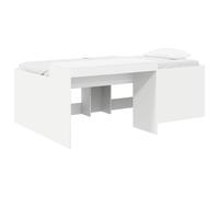vidaXL Lit Haut pour Enfants avec Bureau Blanc 75 x 190 cm, Cadre de lit Moderne et Robuste pour Petits espaces, Meuble Multifonctionnel, Solution Gain de Place pour Studios