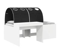 vidaXL Lit Haut pour Enfants avec Bureau Blanc et Noir, Chambre stylée, Cadre de lit Moderne, Base à Lattes rectangulaires, Oasis Minimaliste, Espace détente, Design Stable