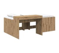 vidaXL Lit Haut pour Enfants avec Bureau Chêne Artisanal 98,5 x 200 cm, Cadre de lit Moderne et Robuste pour Petits espaces, Meuble Multifonctionnel, Solution Gain de Place pour Studios