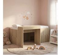 vidaXL Lit Haut pour Enfants avec Bureau Chêne Sonoma, Cadre de lit Moderne et Robuste pour Petits espaces, Meuble Multifonctionnel, Solution Gain de Place pour Studios