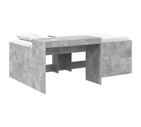 vidaXL Lit haut pour enfants avec bureau Gris béton Bois d'ingénierie, Cadre de lit moderne et robuste pour petits espaces, meuble multifonctionnel, solution gain de place pour studios