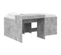 vidaXL Lit Haut pour Enfants avec Bureau Gris béton Bois d'ingénierie, Cadre de lit Moderne et Robuste pour Petits espaces, Meuble Multifonctionnel, Solution Gain de Place pour Studios