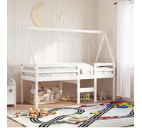 vidaXL Lit haut avec toit blanc 90x190 cm bois de pin massif