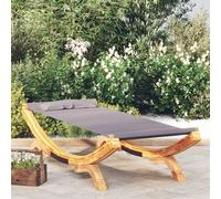 vidaXL Chaise longue Bois courbé massif 100×188,5×44 cm Anthracite