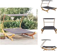 vidaXL Lit lounge avec auvent 165x203x138 cm Bois courbé massif Anthracite - Lits de jardin