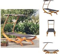 vidaXL Lit Lounge avec toit 100x190x134 cm Bois courbé massif Anthracite - Lits de jardin