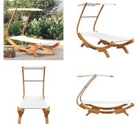 vidaXL Lit lounge avec toit 100x190x134 cm Bois courbé massif Crème - Lit lounge - Lits lounge - Lit lounge d'extérieur
