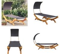 vidaXL Lit Lounge avec toit 100x200x126 cm Bois courbé massif Anthracite - Lit Lounge - Lits Lounge - Lit Lounge Extérieur - Lit Extérieur