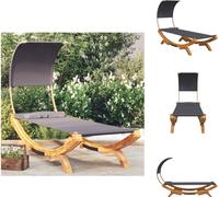 vidaXL Lit Lounge avec toit 100x200x126 cm Bois courbé massif Anthracite - Lits de jardin