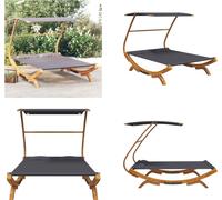 vidaXL Lit lounge avec toit 165x203x138 cm Bois courbé massif Anthracite - Hamac - Hamacs - Hamac de jardin - Hamacs de jardin
