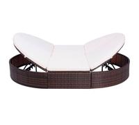 vidaXL Lit lounge d'extérieur avec coussins Poly rotin brun