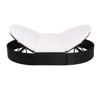 vidaXL Lit lounge d'extérieur avec coussins Poly rotin noir
