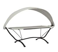 vidaXL Lit lounge d'extérieur avec toit Crème Acier et tissu Oxford