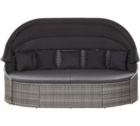 vidaXL Lit lounge d'extérieur avec toit Gris