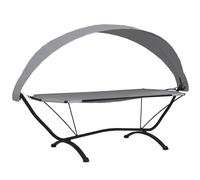 vidaXL Lit lounge d'extérieur avec toit Gris Acier et tissu Oxford
