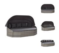 vidaXL Lit lounge d'extérieur avec toit Gris - Lits de jardin