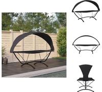 vidaXL Lit lounge d'extérieur avec toit Noir Acier et tissu Oxford - Lits de jardin