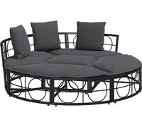 vidaXL Lit lounge d'extérieur sans toit noir Poly rotin
