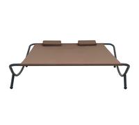vidaXL Lit lounge d'extérieur tissu brun