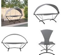 vidaXL Lit Lounge Outdoor avec toit Gris Acier et Tissu Oxford - Lit Lounge - Lit Lounge - Lit d'Extérieur