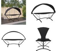 vidaXL Lit Lounge Outdoor avec toit Noir Acier et Tissu Oxford - Lit Lounge - Lit Lounge - Lit d'Extérieur