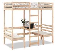 vidaXL Lit mezzanine avec bureau et chaises 80x200 cm pin massif, cadre de lit mezzanine, cadre de lit de cabine, cadre de 3308556 Beige G