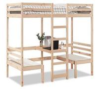vidaXL Lit mezzanine avec bureau et chaises 90x200 cm pin massif, cadre de lit mezzanine, cadre de lit de cabine, cadre de 3308553 Beige G