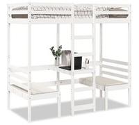 vidaXL Lit mezzanine avec bureau et chaises blanc 80x200 cm pin massif