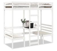 vidaXL Lit mezzanine avec bureau et chaises blanc 80x200 cm pin massif