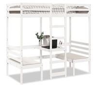vidaXL Lit mezzanine avec bureau et chaises blanc 90x200 cm pin massif