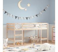 vidaXL Lit Mezzanine Enfants Échelle, Lit Surélevé pour Enfants, Meuble de Rangement Chambre, Moderne, Marron 90x190 cm Bois Pin Massif