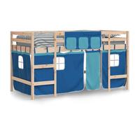 vidaXL Lit Mezzanine Enfants avec Rideaux sans Matelas Bleu 90x200cm