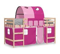 vidaXL Lit Mezzanine Enfants avec Tunnel, Lit Surélevé pour Enfants avec Échelle, Meuble de Rangement Chambre, Moderne, Rose 3207002