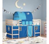 vidaXL Lit Mezzanine Enfants avec Tunnel, Lit Surélevé pour Enfants avec Échelle, Meuble de Rangement Chambre, Moderne, Bleu 3206983